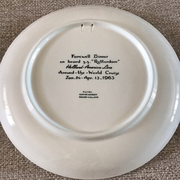 Vintage 1963 Commemorative Plate, ATW Cruise Holland-America Ship Rotterdam - Picture 2 of 4